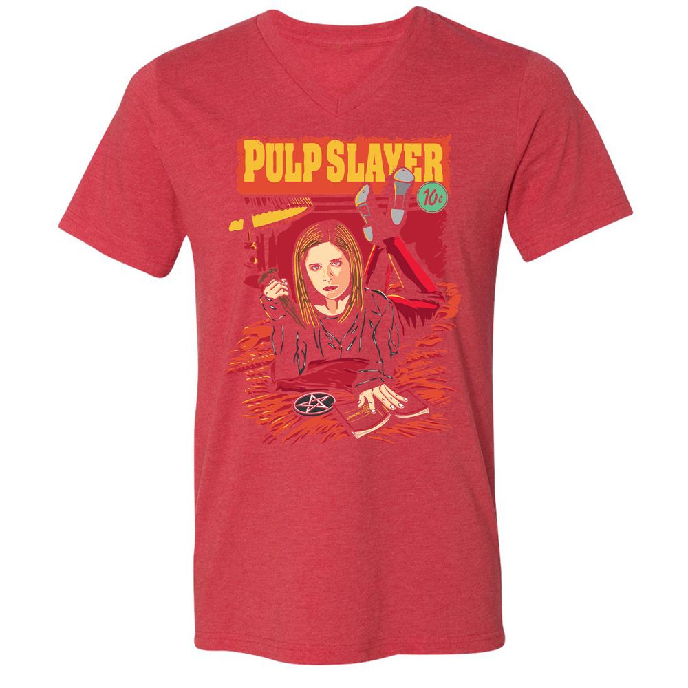 Unisex V-Neck T-Shirt - VH1AD7EJ - Heather Red - 16
