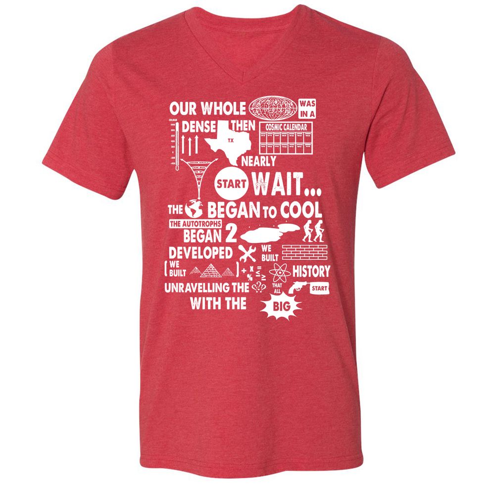 Unisex V-Neck T-Shirt - 7UFVHU83 - Heather Red - 16