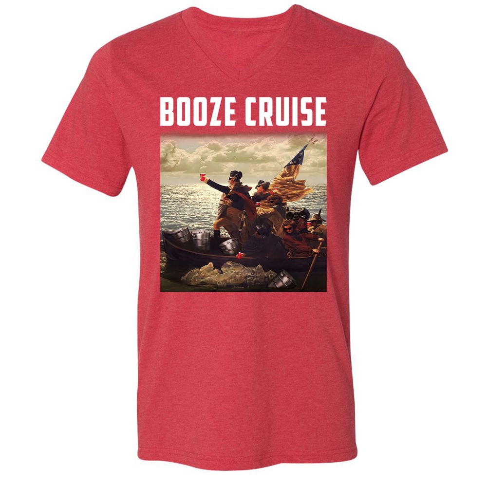 Unisex V-Neck T-Shirt - UNUFGRZX - Heather Red - 16