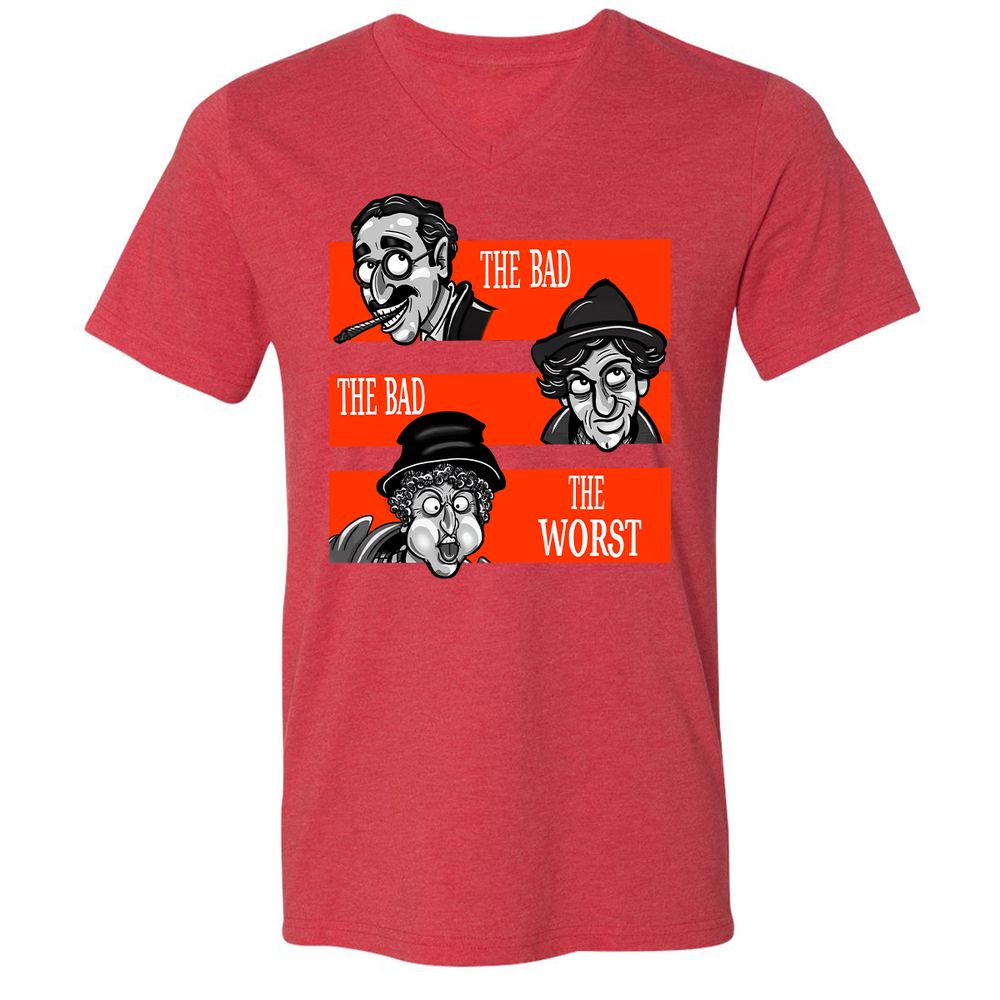 Unisex V-Neck T-Shirt - YXNJ74KD - Heather Red - 16