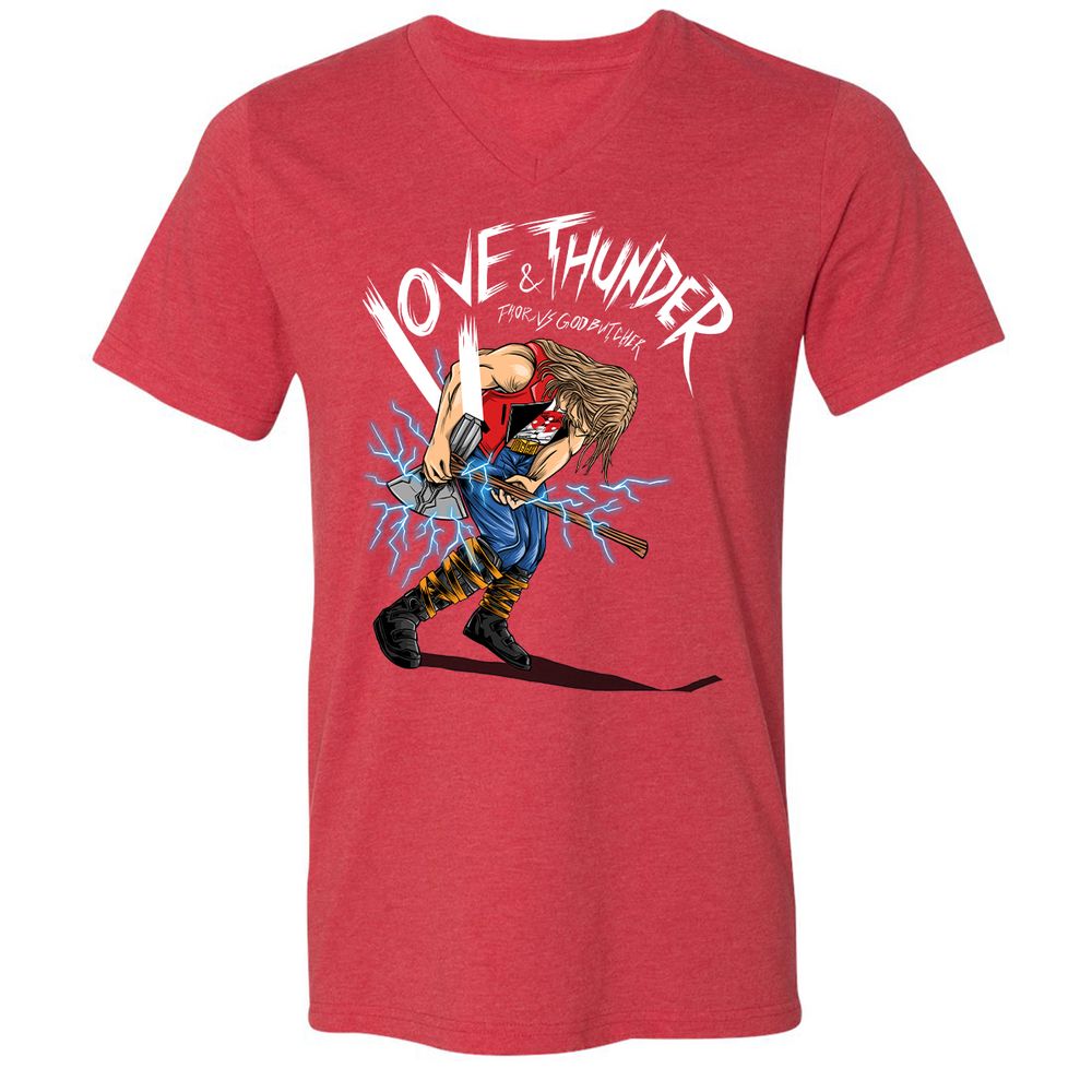 Unisex V-Neck T-Shirt - CT7SFC6G - Heather Red - 16