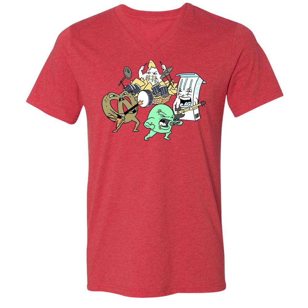 Unisex V-Neck T-Shirt - HS1RV4C7 - Heather Red - 16