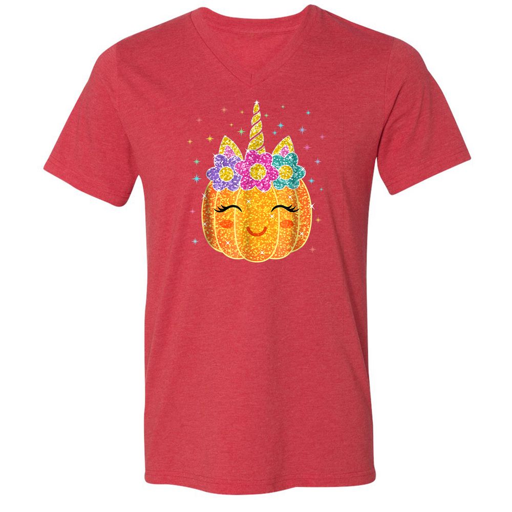 Unisex V-Neck T-Shirt - CXSYV6V6 - Heather Red - 16