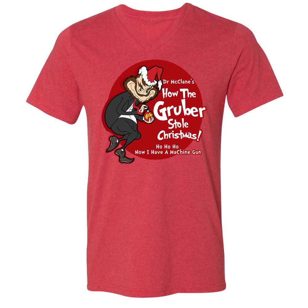Unisex V-Neck T-Shirt - AYELBFHA - Heather Red - 16