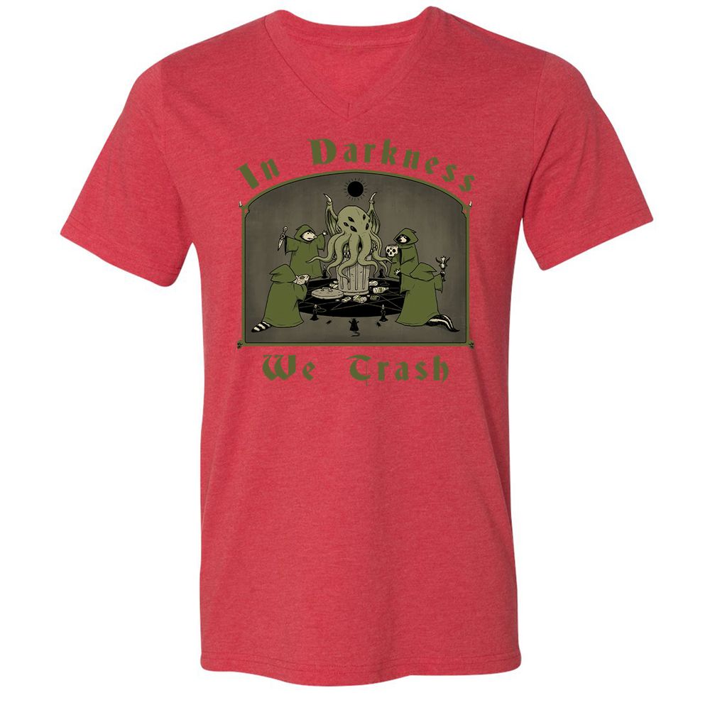 Unisex V-Neck T-Shirt - QNG7V1YQ - Heather Red - 16
