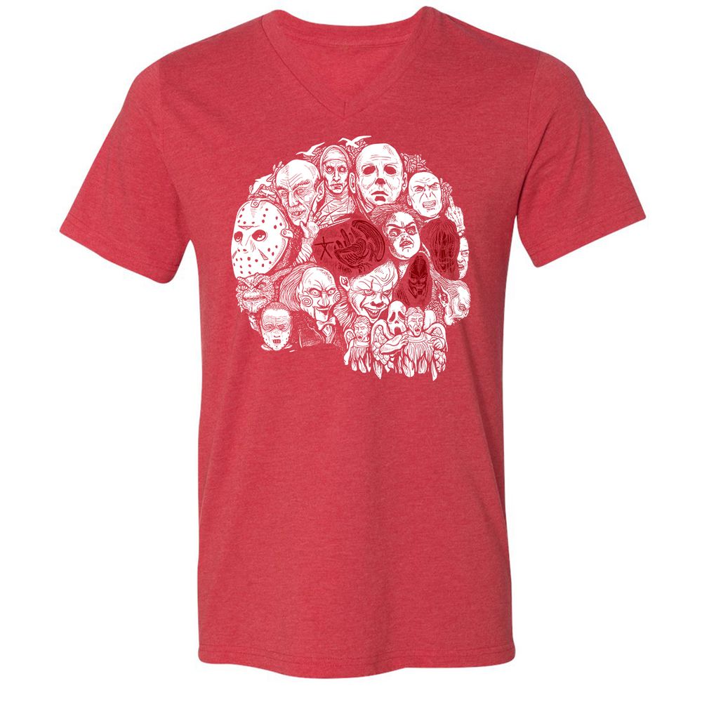 Unisex V-Neck T-Shirt - R8L5UHVT - Heather Red - 16