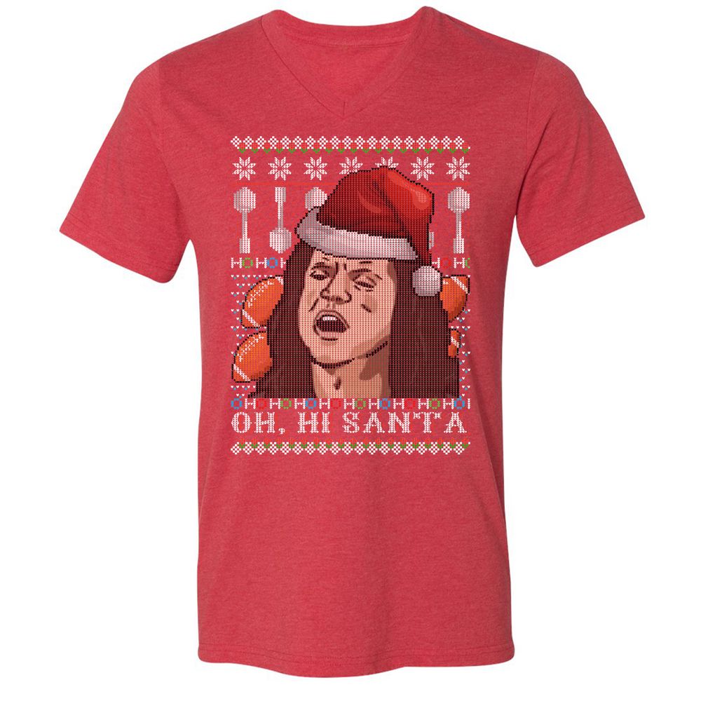 Unisex V-Neck T-Shirt - KSJQZP7V - Heather Red - 16