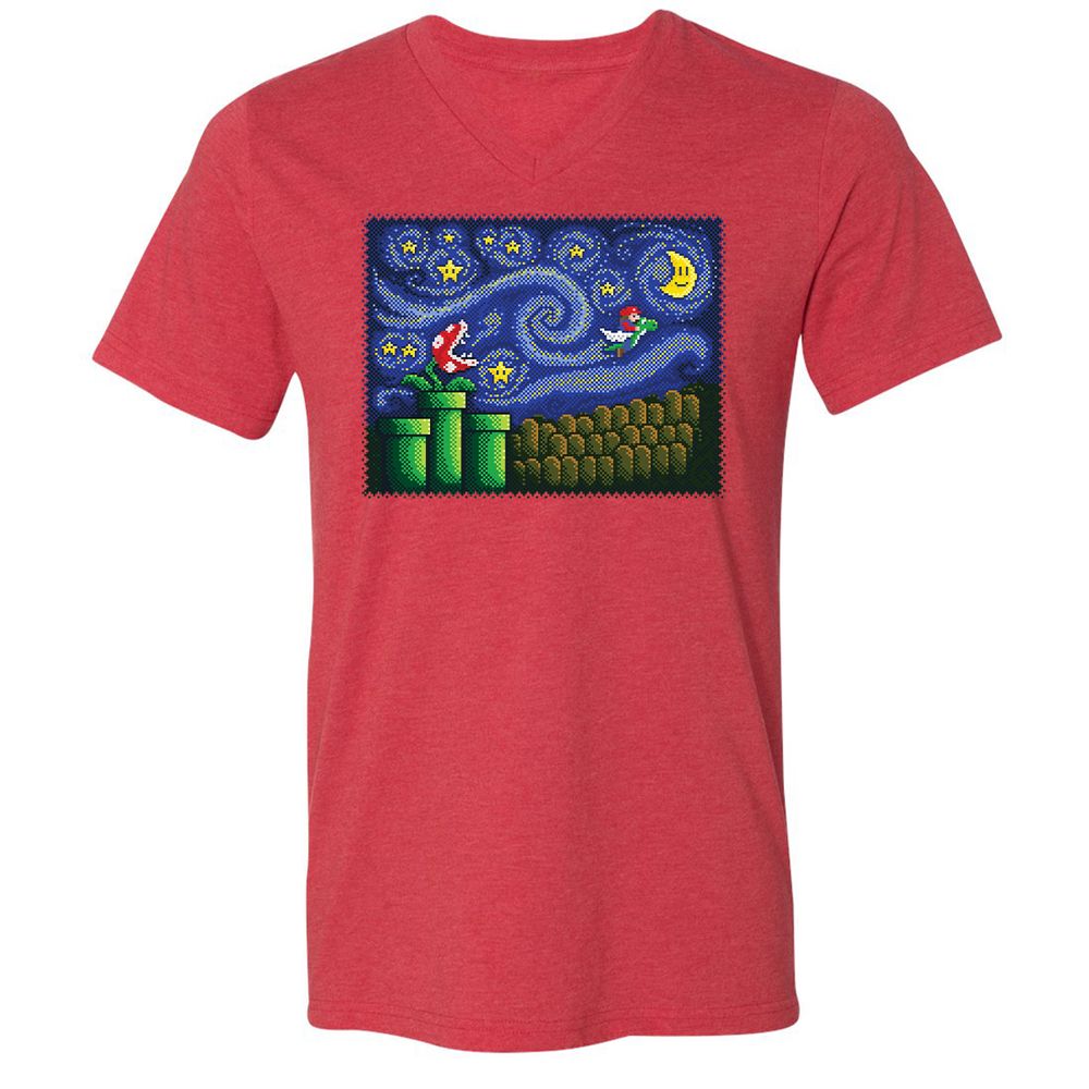 Unisex V-Neck T-Shirt - YNM6H4ZE - Heather Red - 16