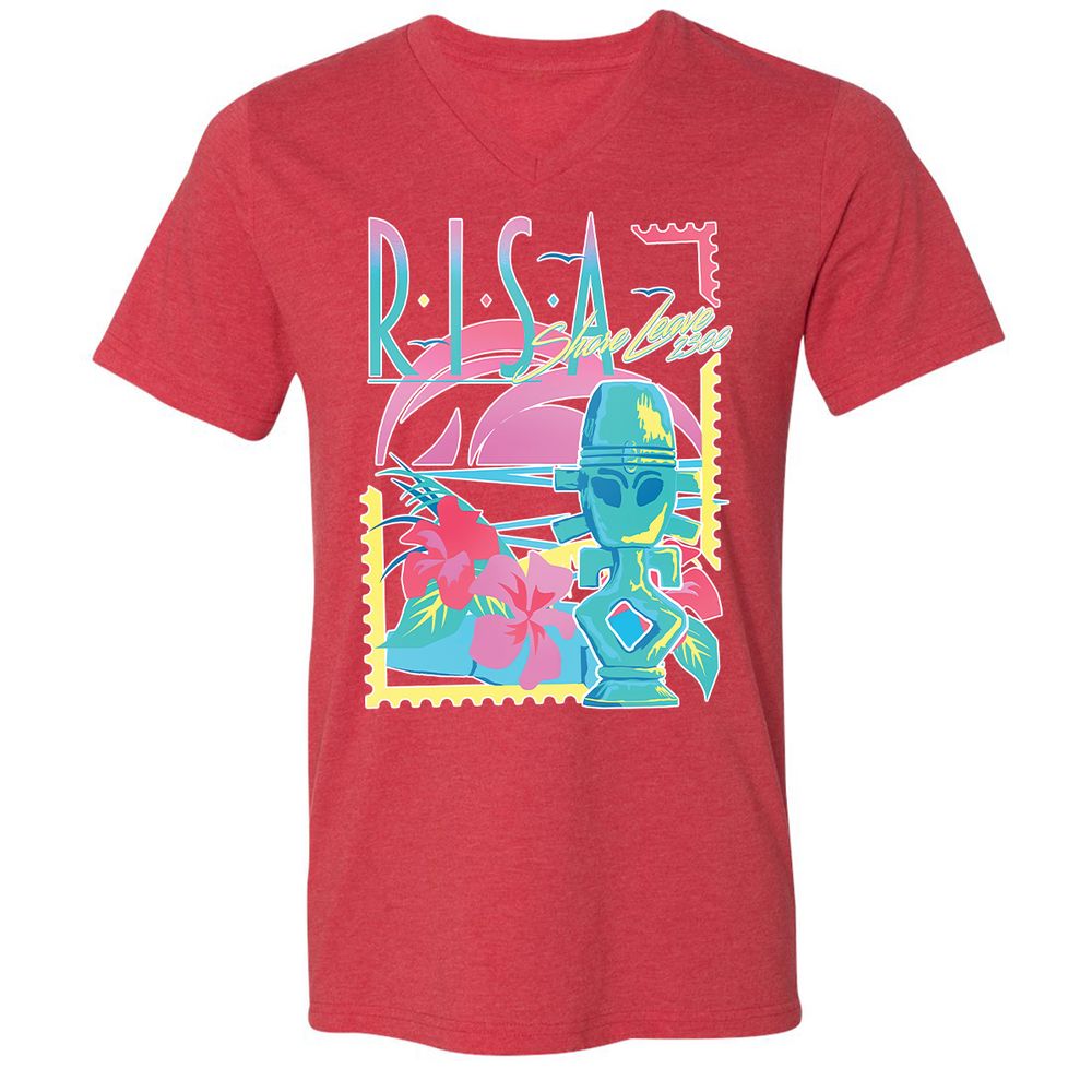 Unisex V-Neck T-Shirt - UJA6FPF9 - Heather Red - 16
