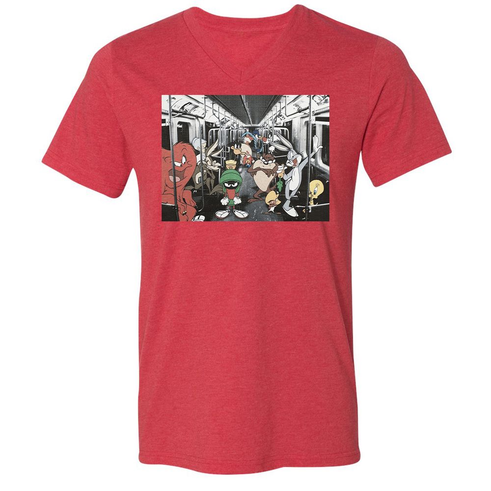 Unisex V-Neck T-Shirt - 2E9CCWFK - Heather Red - 16