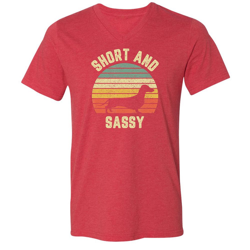 Unisex V-Neck T-Shirt - XU1HRA42 - Heather Red - 16