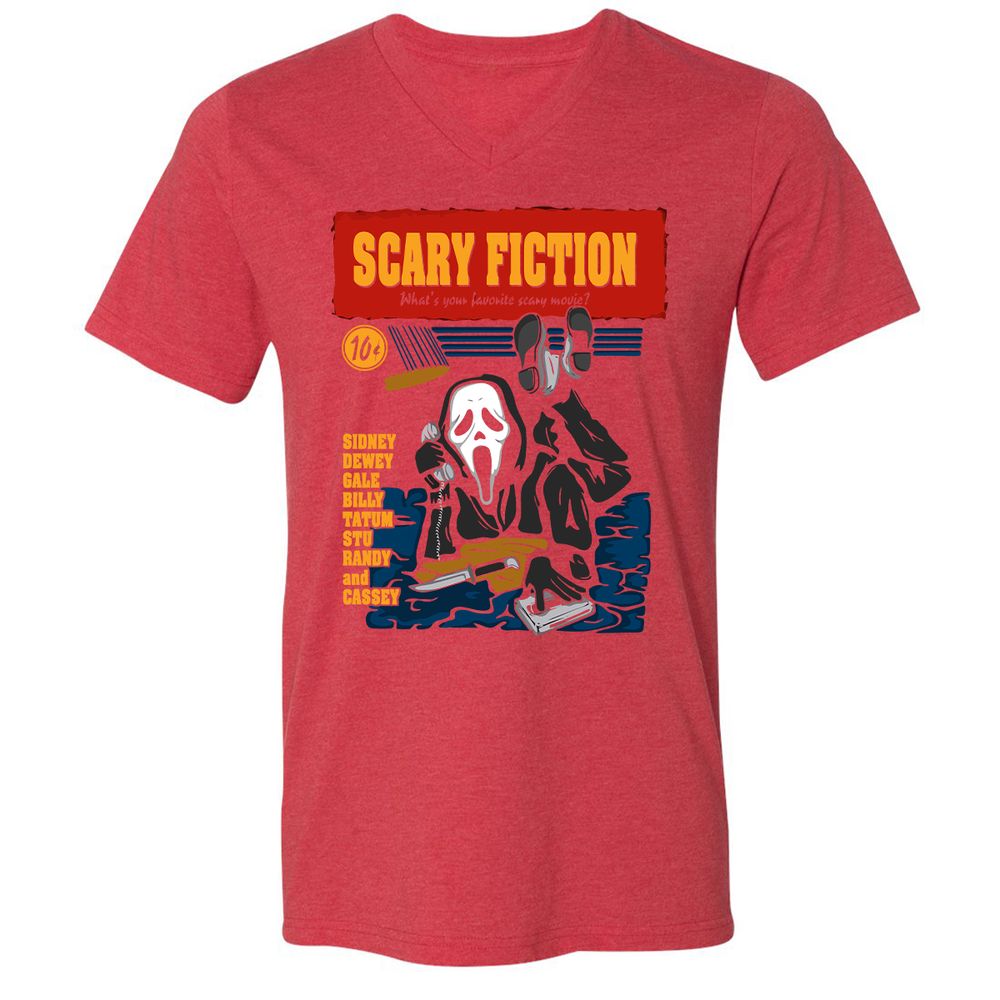 Unisex V-Neck T-Shirt - F9CJXN3E - Heather Red - 16