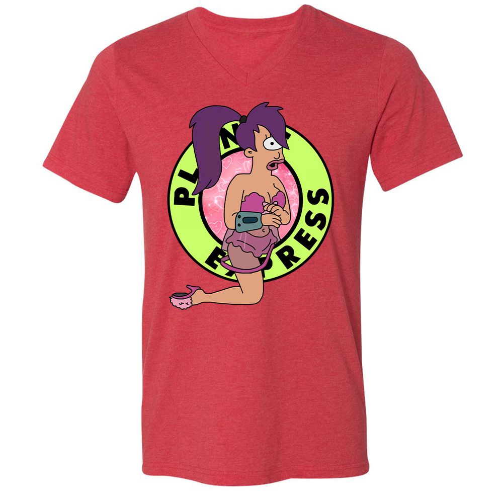 Unisex V-Neck T-Shirt - RVX3BEQ6 - Heather Red - 16