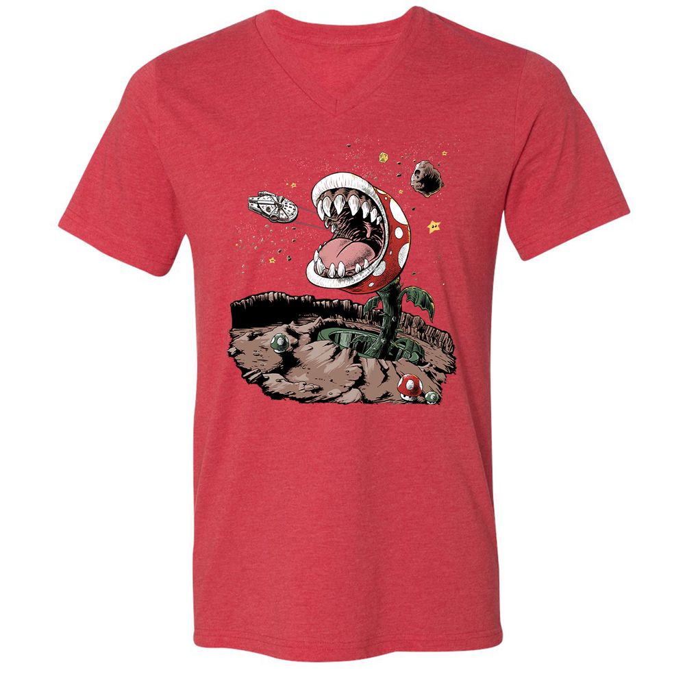 Unisex V-Neck T-Shirt - 5JBQEE7N - Heather Red - 16