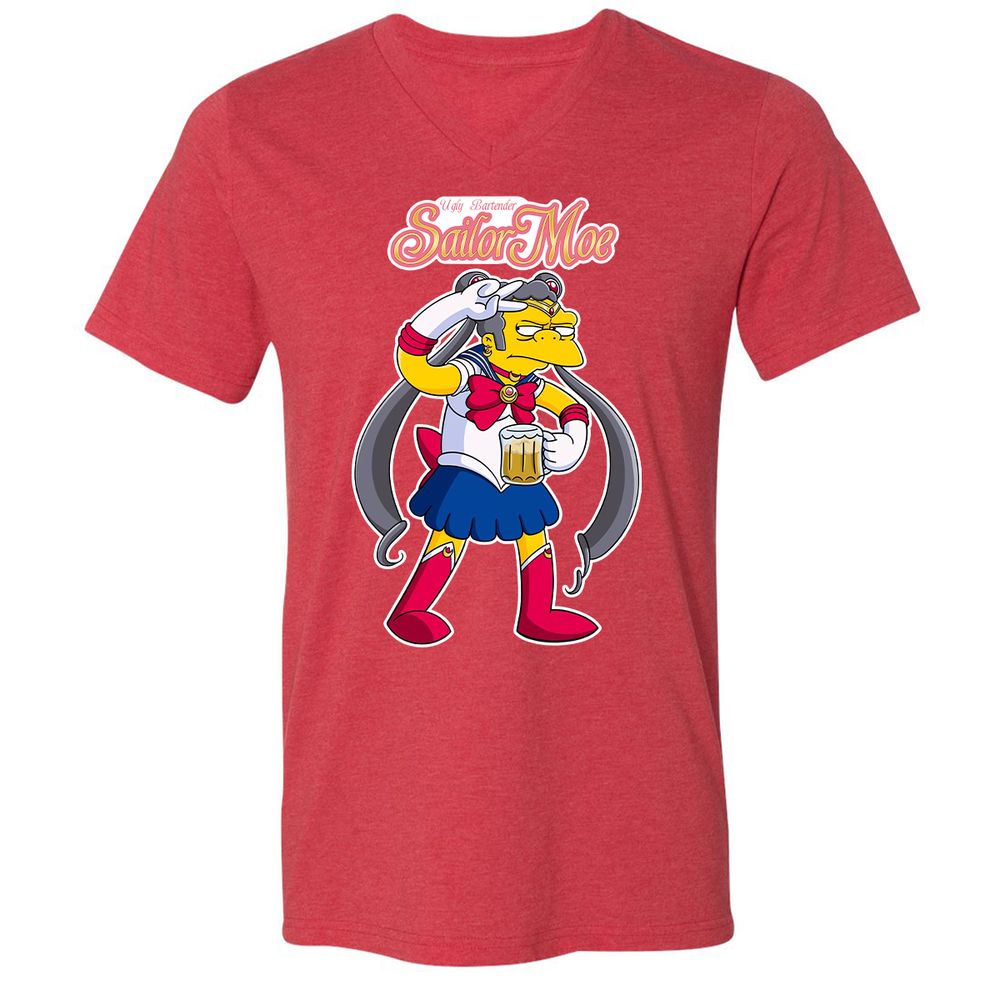 Unisex V-Neck T-Shirt - RP5NB6MK - Heather Red - 16