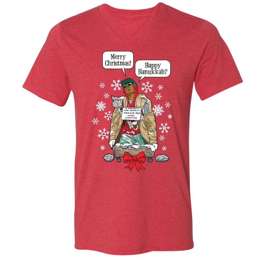 Unisex V-Neck T-Shirt - N77KNJSD - Heather Red - 16