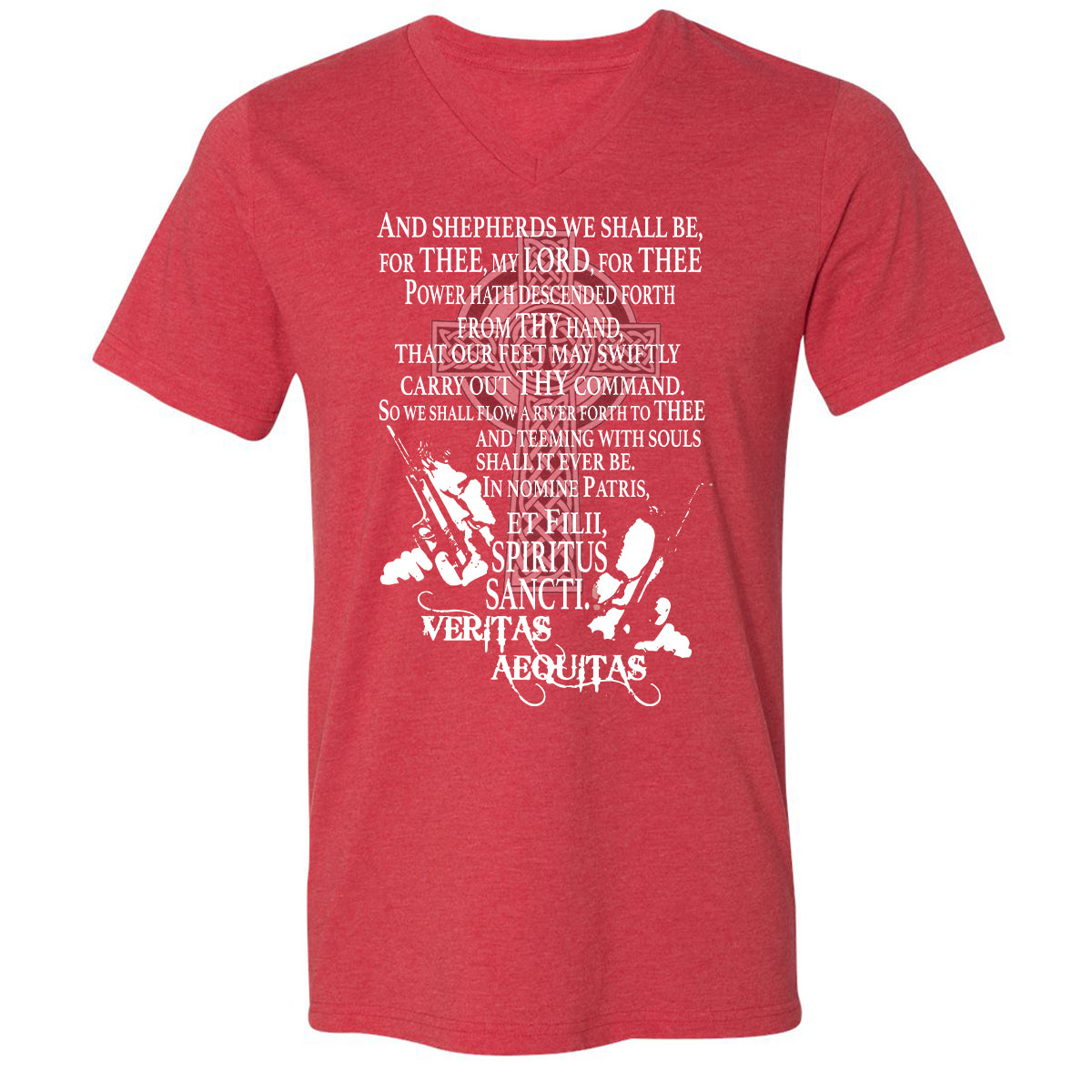 Unisex V-Neck T-Shirt - CAW5WKM2 - Heather Red - 16