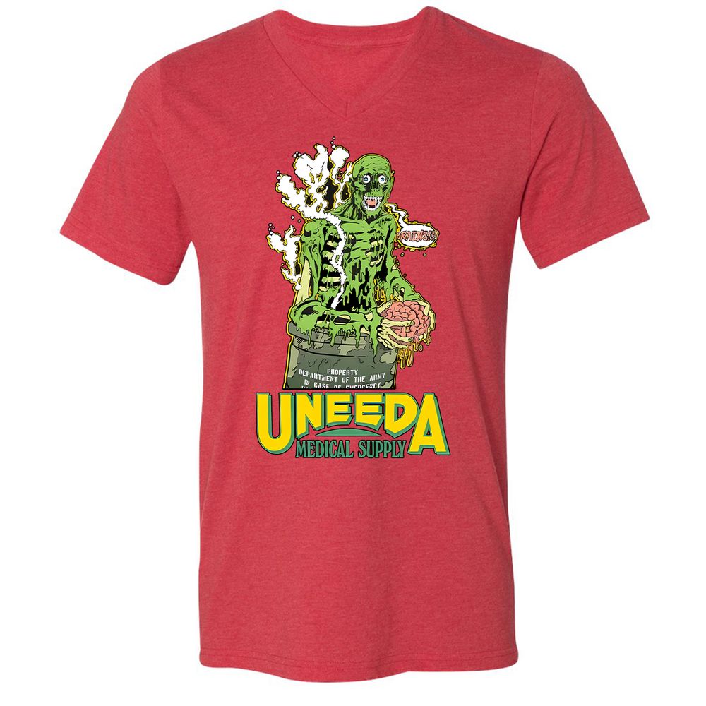 Unisex V-Neck T-Shirt - VMRC8YNC - Heather Red - 16