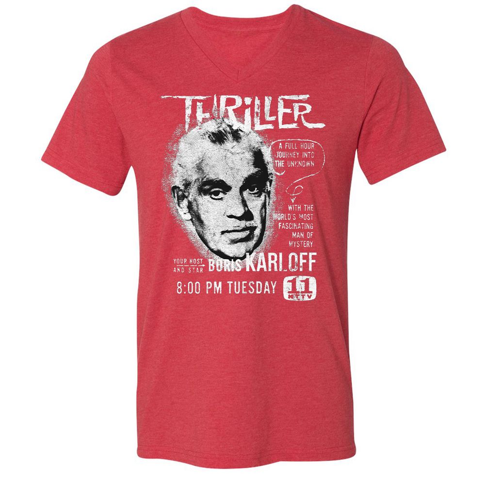 Unisex V-Neck T-Shirt - 8DGVCMHJ - Heather Red - 16