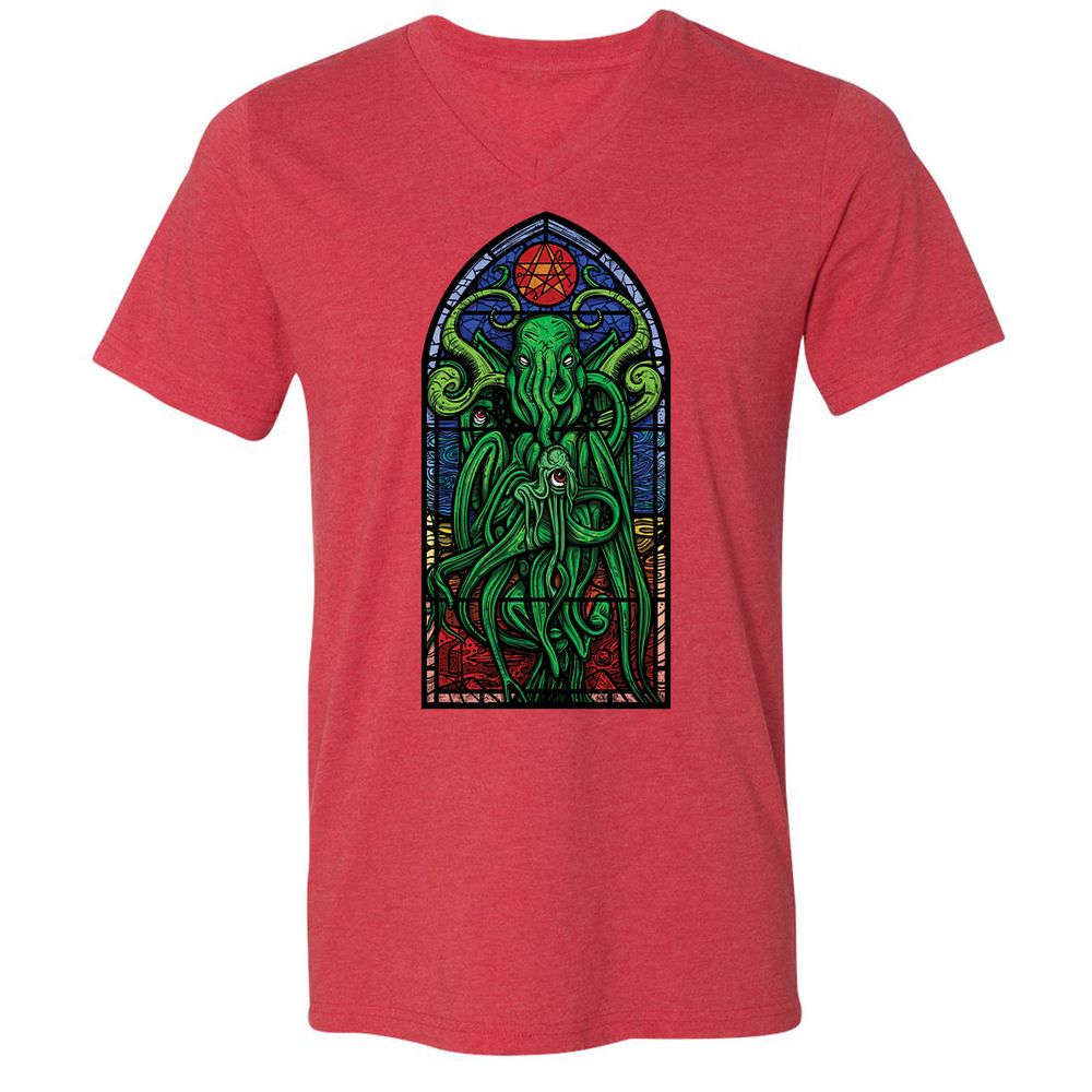 Unisex V-Neck T-Shirt - TWE2ZB68 - Heather Red - 16