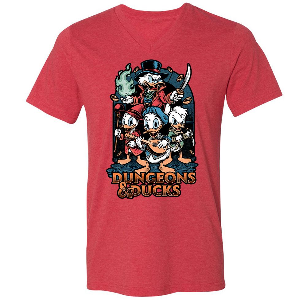 Unisex V-Neck T-Shirt - BSDYLVYT - Heather Red - 16