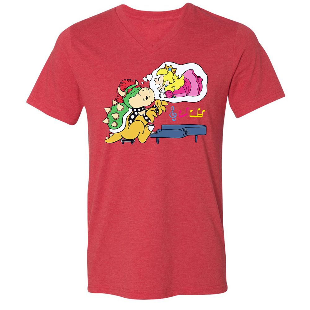 Unisex V-Neck T-Shirt - T8YECF72 - Heather Red - 16