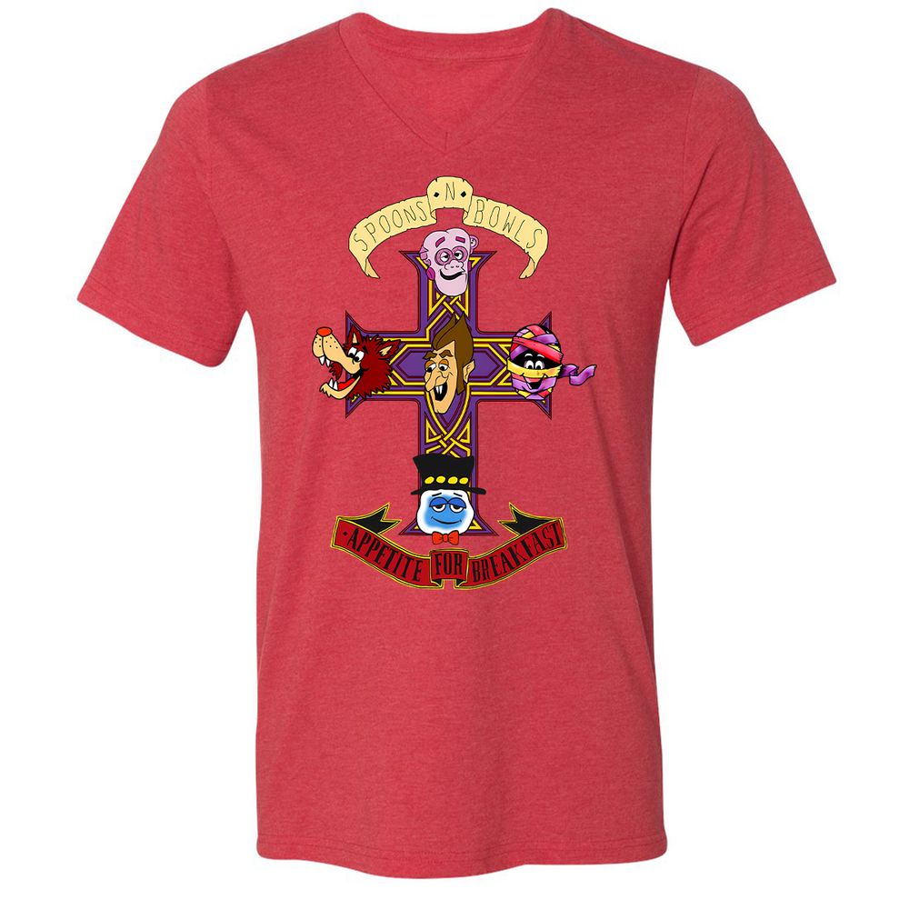 Unisex V-Neck T-Shirt - KYAQQT5S - Heather Red - 16