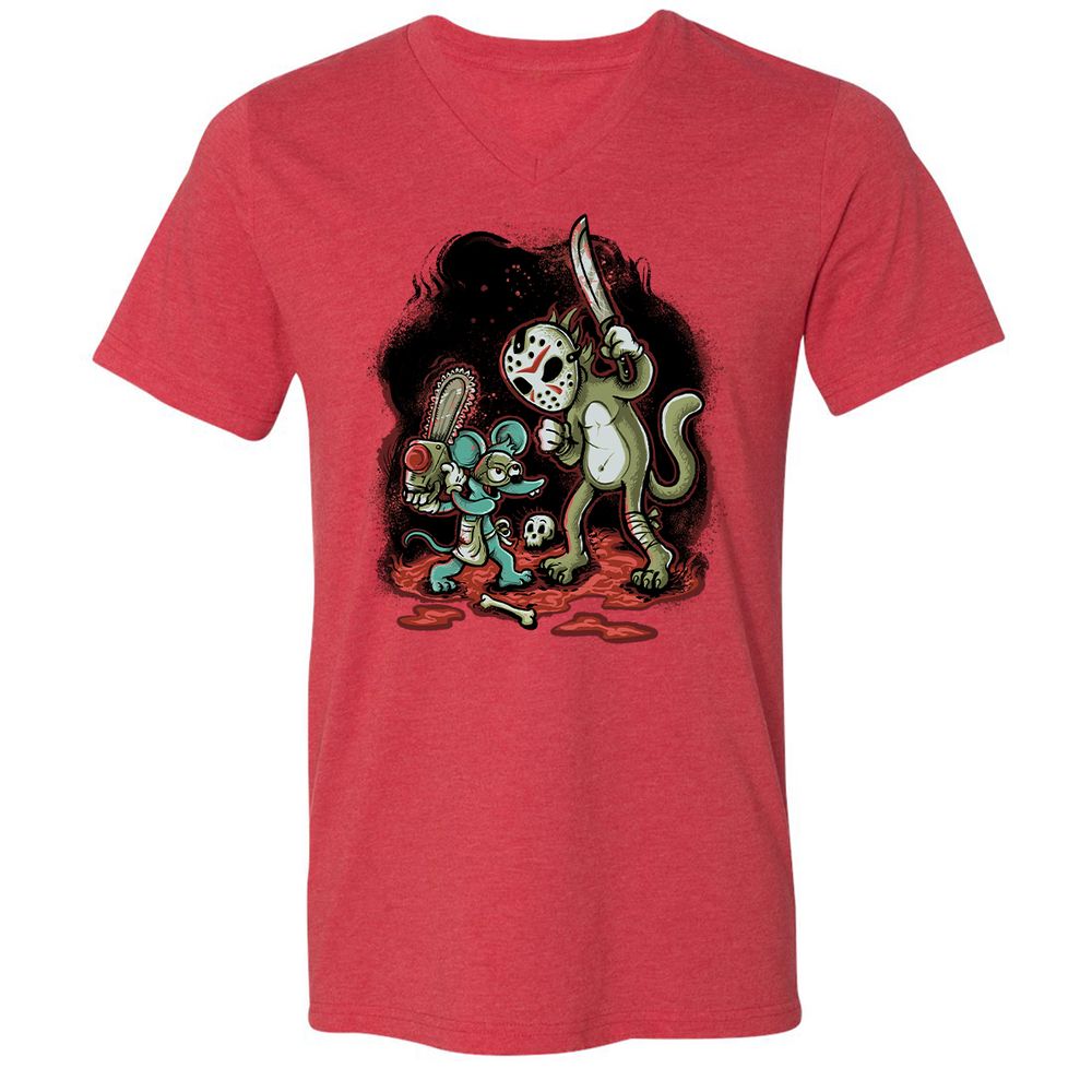 Unisex V-Neck T-Shirt - Y1M316Y4 - Heather Red - 16