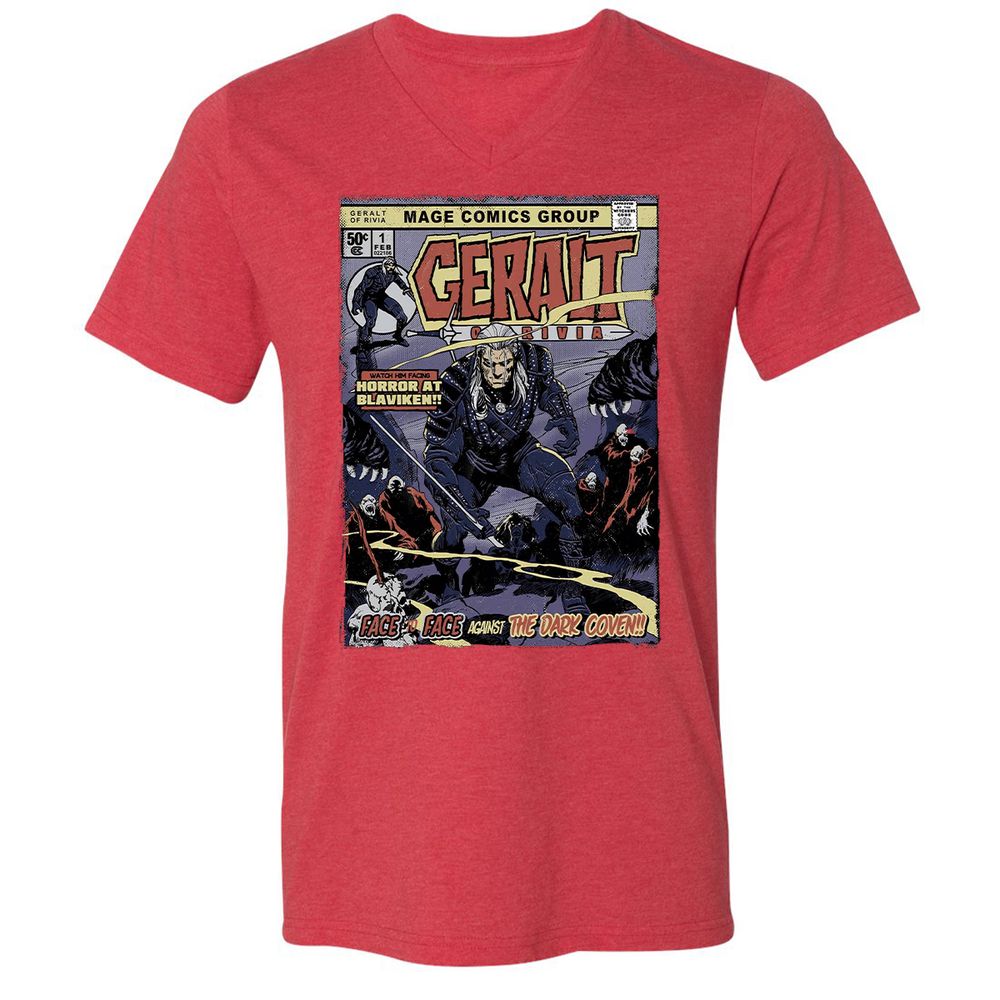Unisex V-Neck T-Shirt - LJC29JX4 - Heather Red - 16
