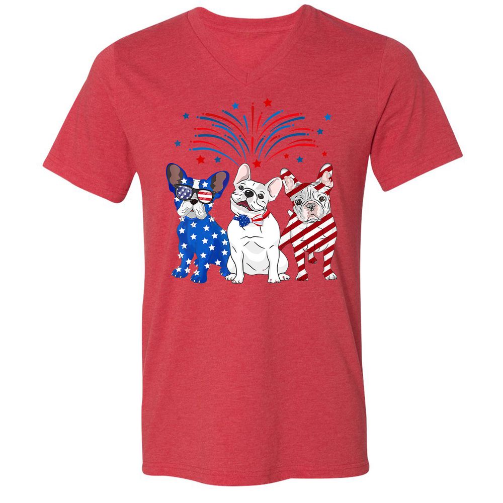 Unisex V-Neck T-Shirt - 35XKGDM8 - Heather Red - 16