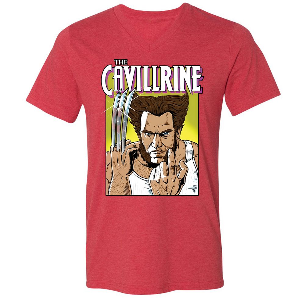 Unisex V-Neck T-Shirt - PUMNFWYX - Heather Red - 16