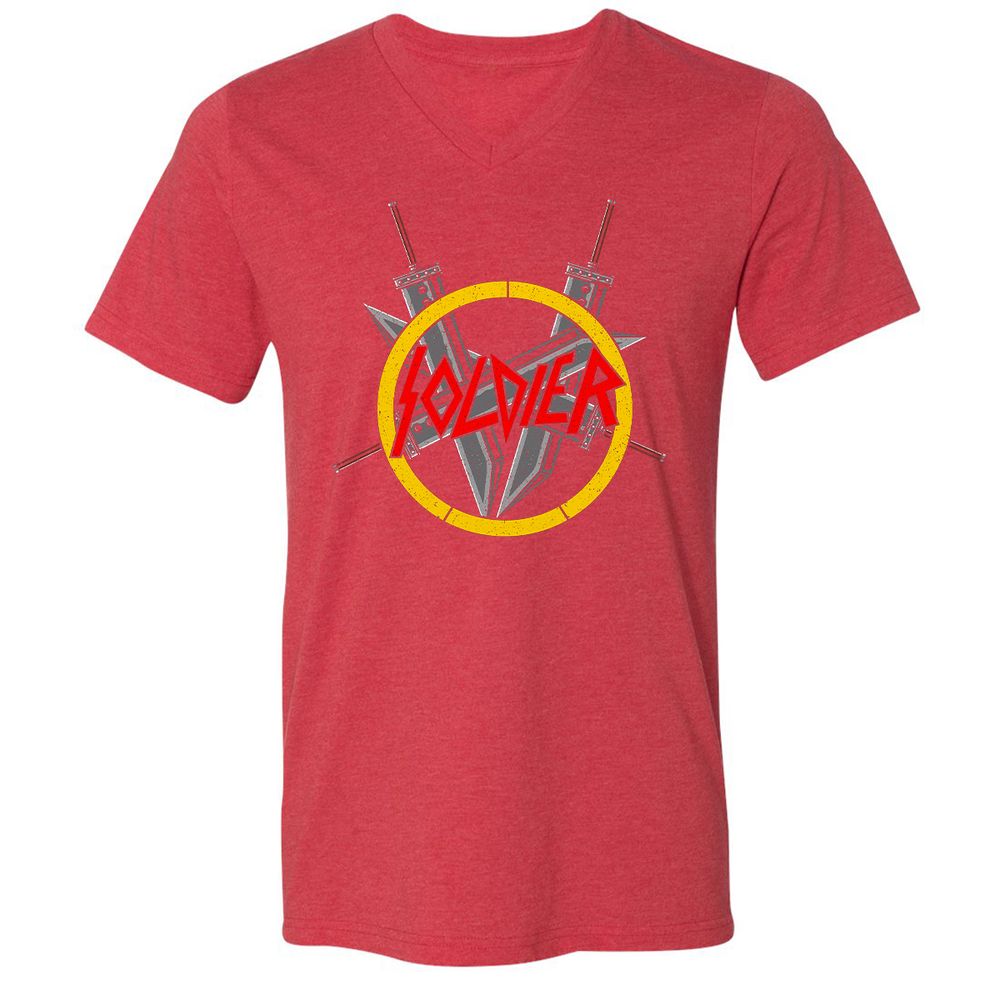 Unisex V-Neck T-Shirt - W4ZU91M4 - Heather Red - 16