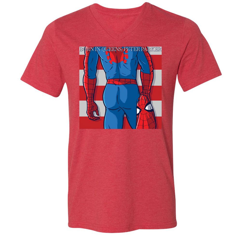 Unisex V-Neck T-Shirt - PR1H39WB - Heather Red - 16