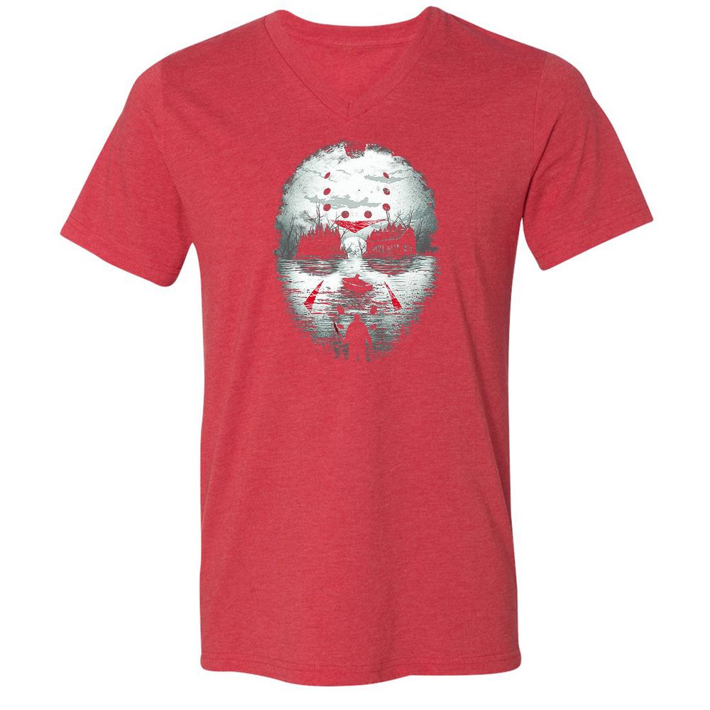 Unisex V-Neck T-Shirt - LRBYUR2A - Heather Red - 16