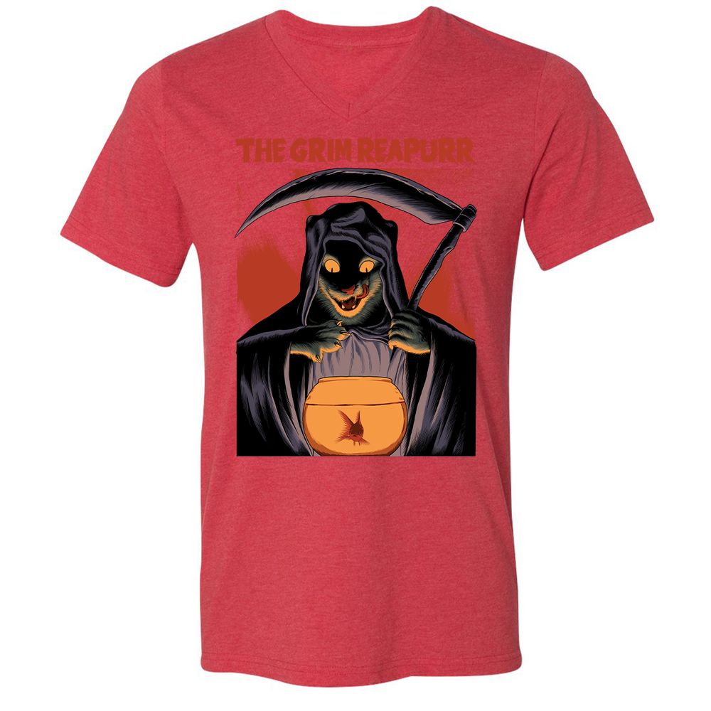 Unisex V-Neck T-Shirt - P2FJHAYT - Heather Red - 16