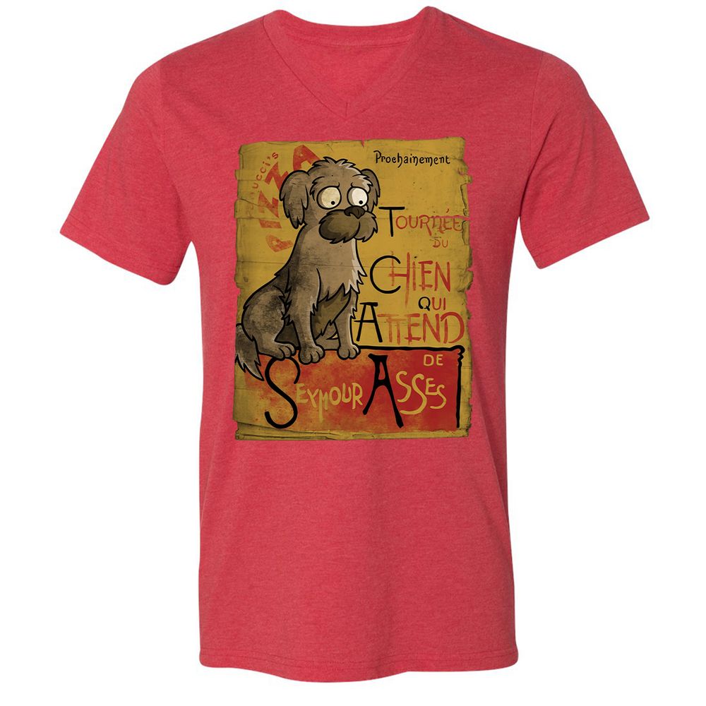 Unisex V-Neck T-Shirt - YT6HGPJB - Heather Red - 16