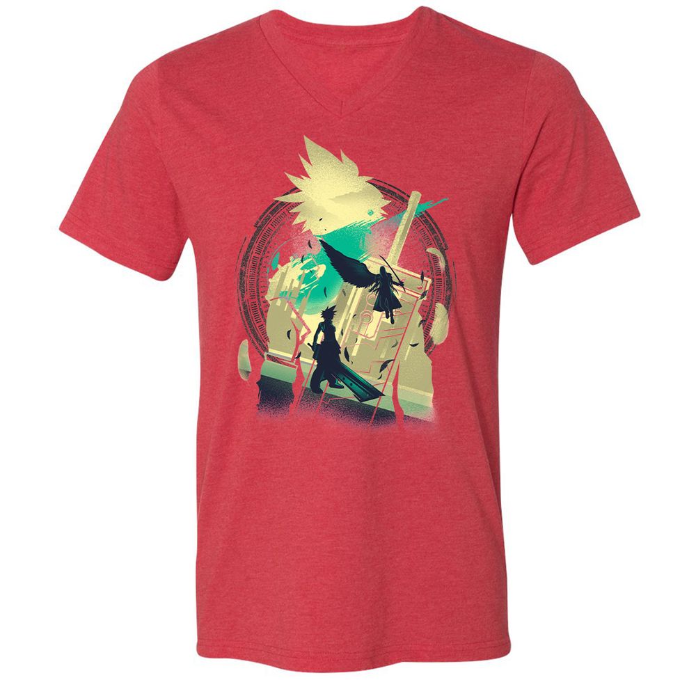 Unisex V-Neck T-Shirt - ZB9JHKPF - Heather Red - 16