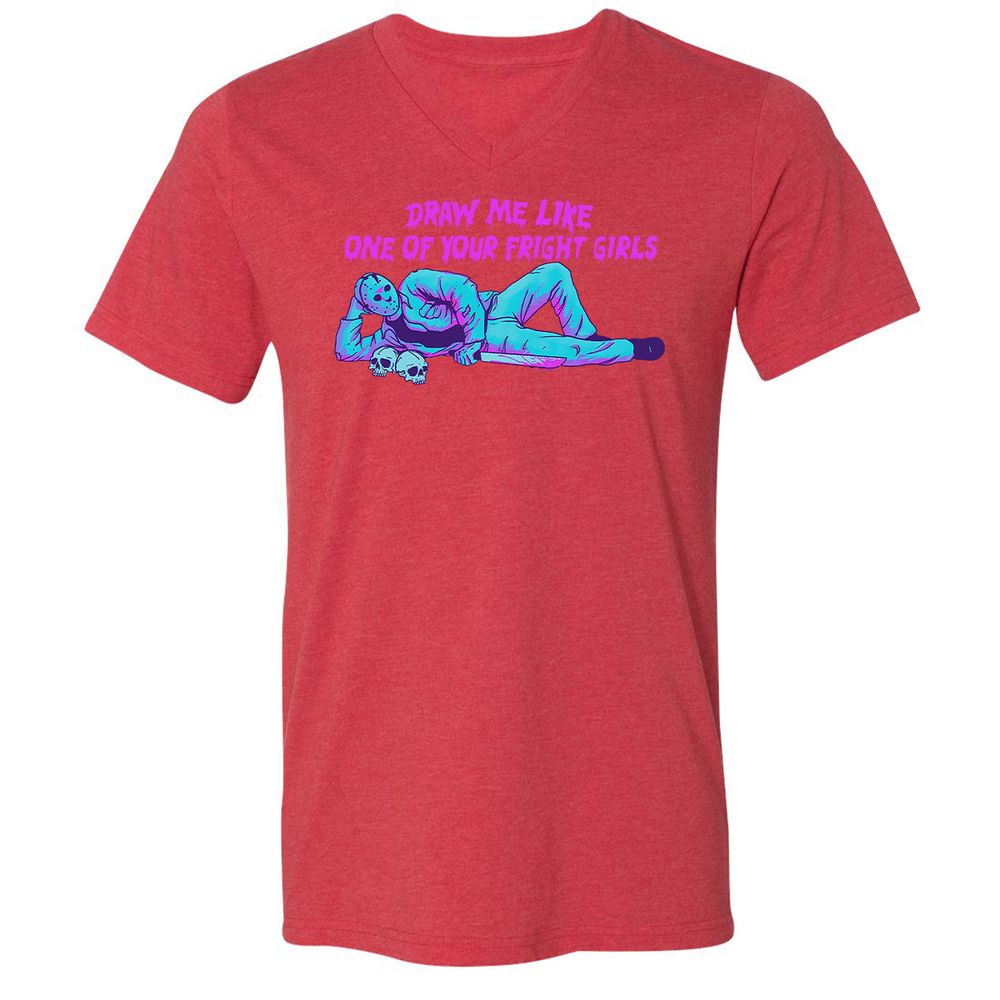Unisex V-Neck T-Shirt - LEABE1LM - Heather Red - 16