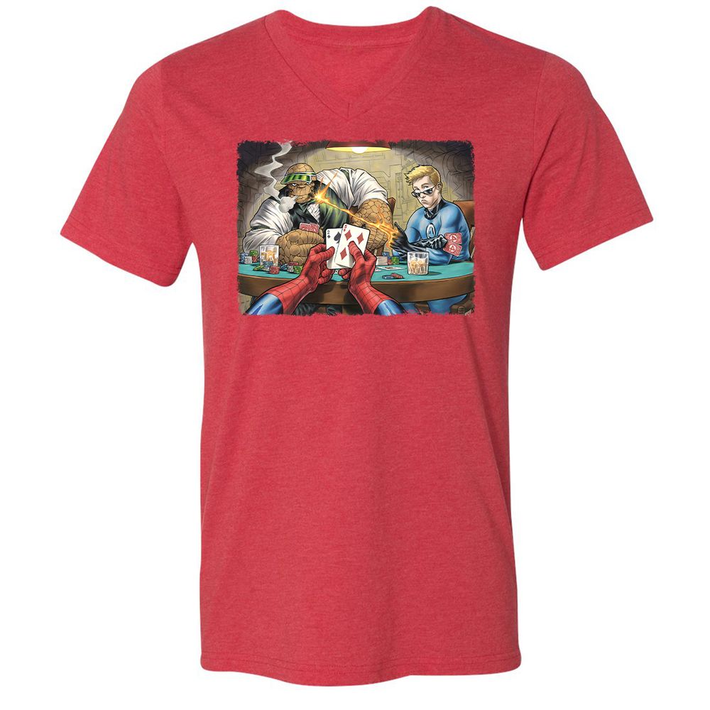 Unisex V-Neck T-Shirt - W23GM9MF - Heather Red - 16