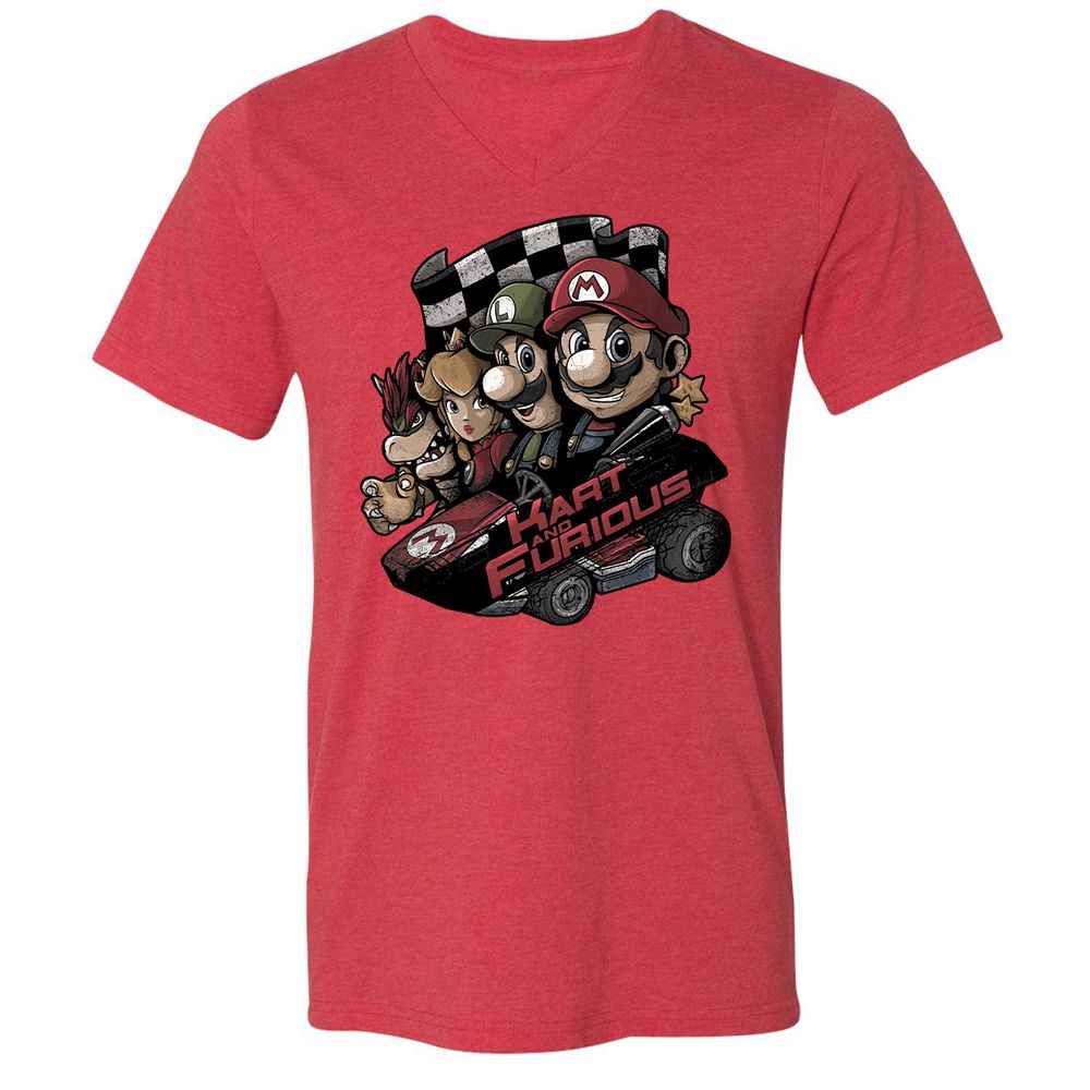 Unisex V-Neck T-Shirt - 6JBP9TWU - Heather Red - 16