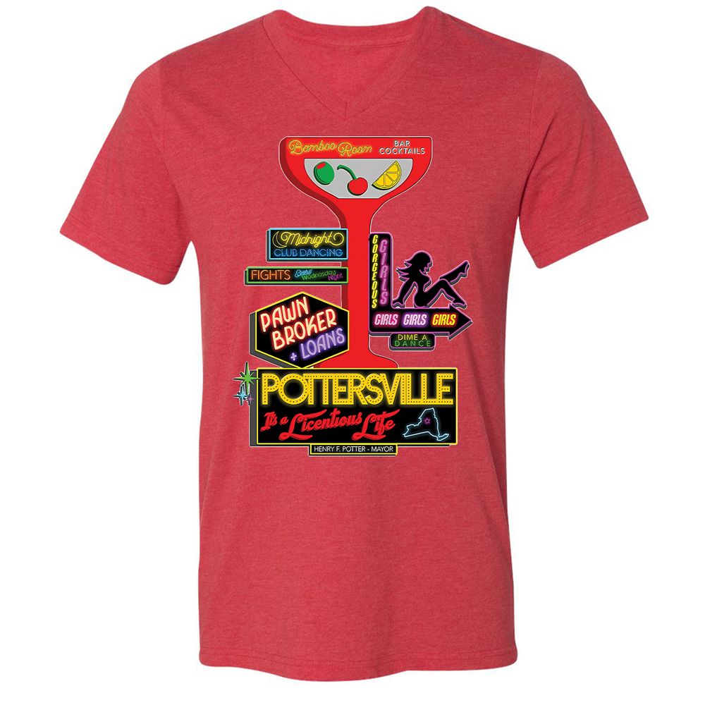 Unisex V-Neck T-Shirt - HMR5XC1A - Heather Red - 16