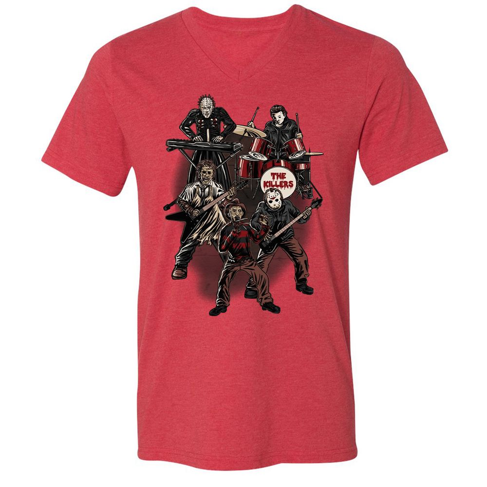 Unisex V-Neck T-Shirt - GZSWG9F3 - Heather Red - 16