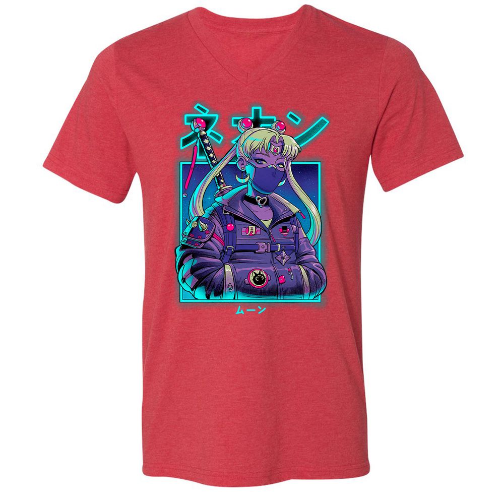 Unisex V-Neck T-Shirt - JZQ5PPGN - Heather Red - 16