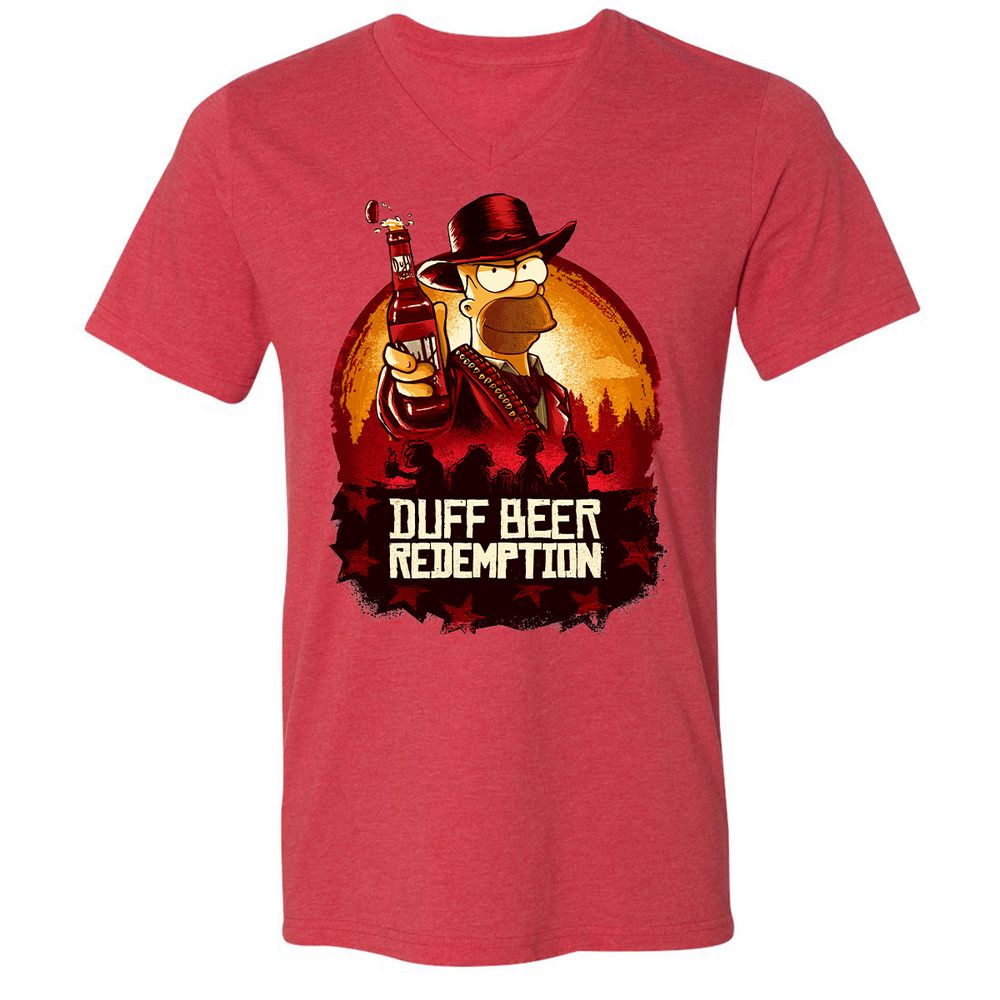 Unisex V-Neck T-Shirt - 3753U7E8 - Heather Red - 16