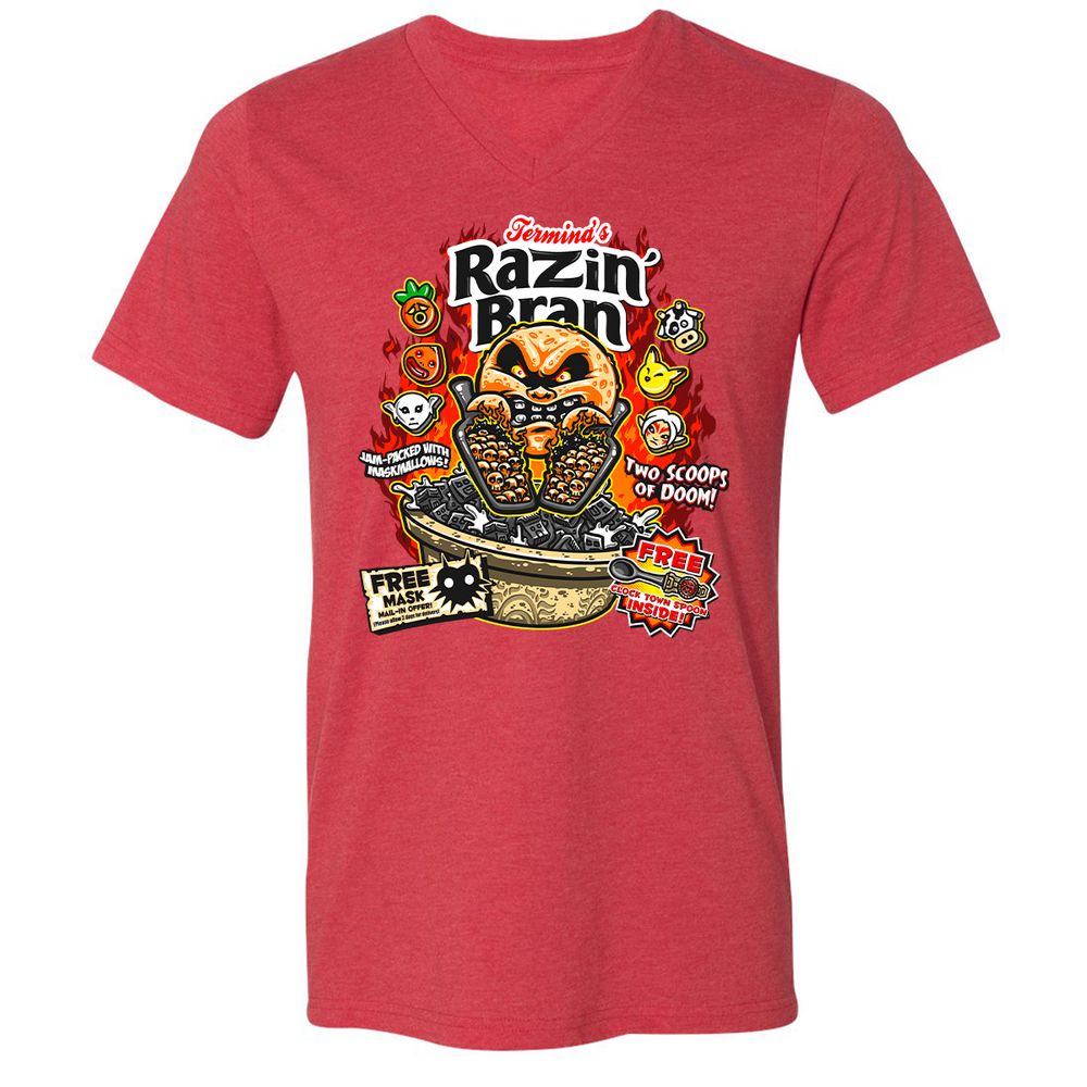 Unisex V-Neck T-Shirt - DCUXZQNJ - Heather Red - 16