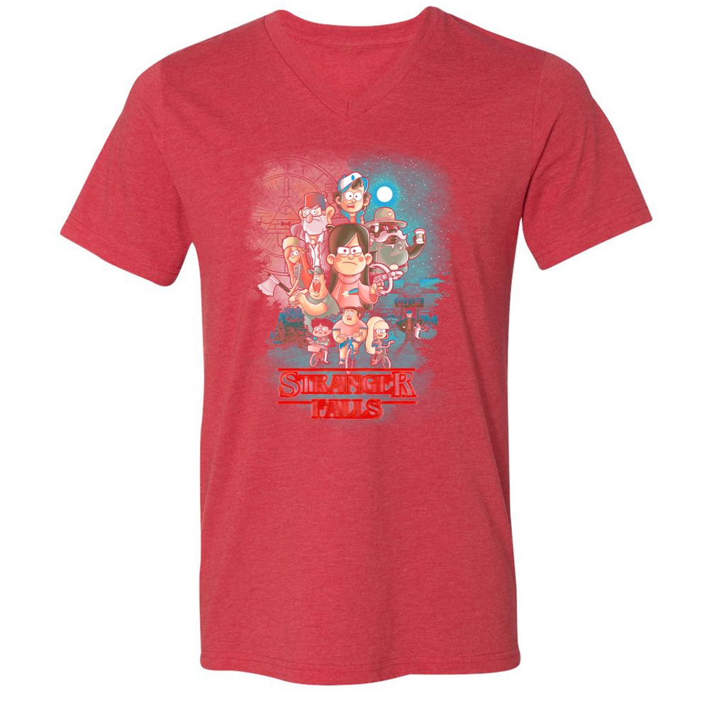 Unisex V-Neck T-Shirt - JCPJSFLS - Heather Red - 16
