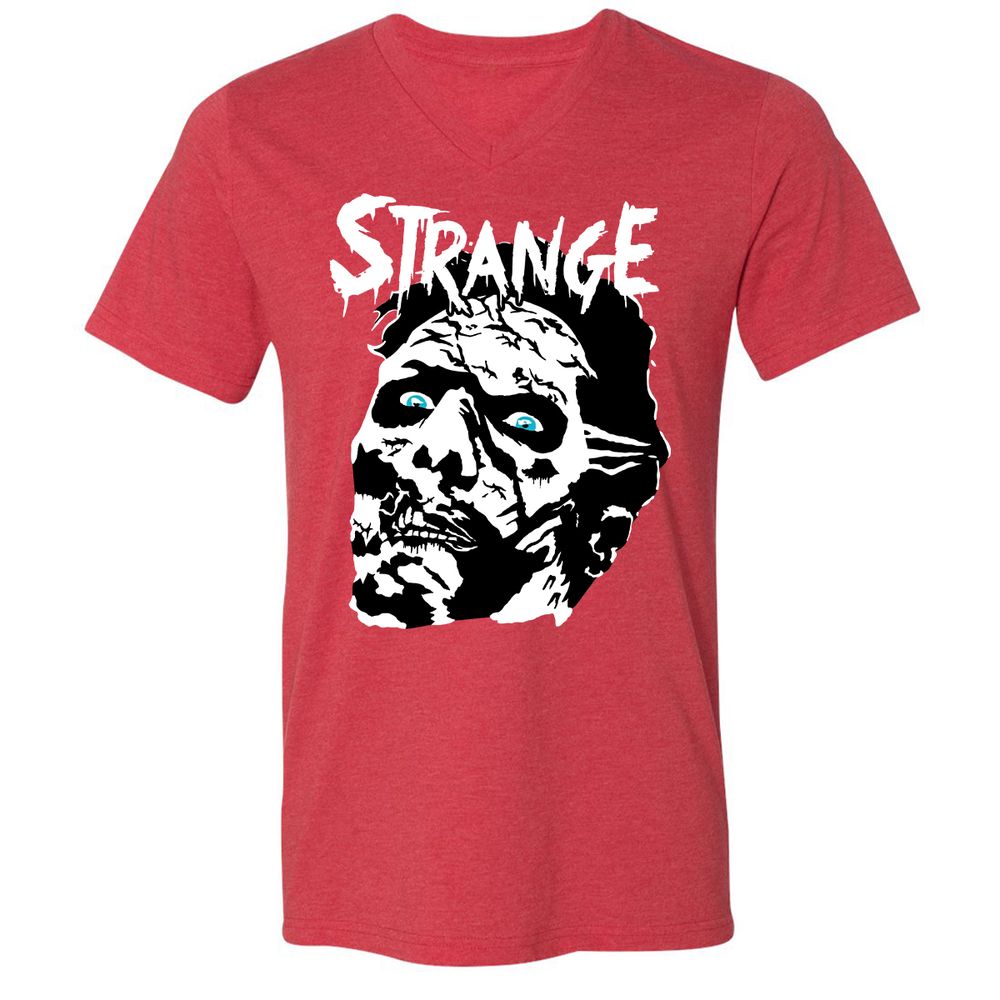 Unisex V-Neck T-Shirt - CZKGM2YK - Heather Red - 16