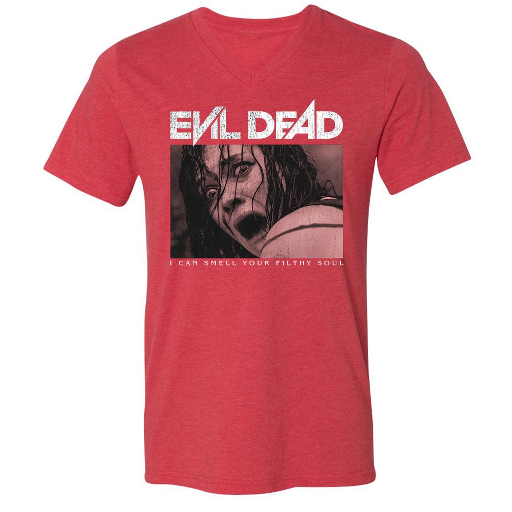 Unisex V-Neck T-Shirt - Black - Heather Red - 16