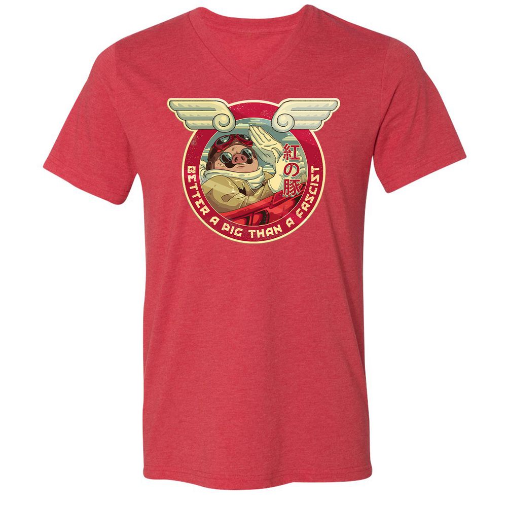 Unisex V-Neck T-Shirt - E2VGW65X - Heather Red - 16
