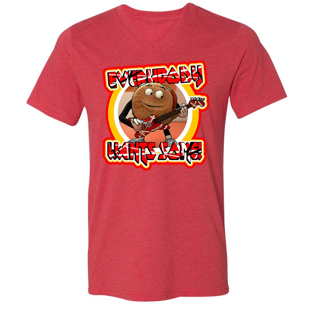 Unisex V-Neck T-Shirt - 32RDSBDE - Heather Red - 16